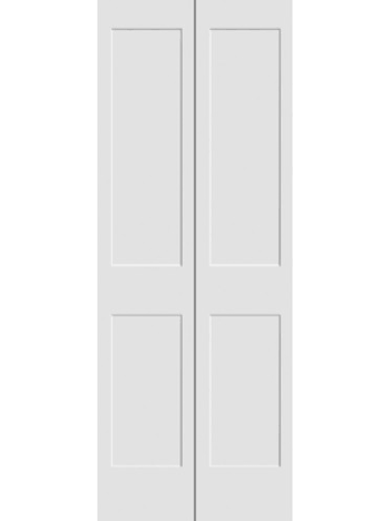 Primed 2-panel shaker closet bifold door with two folding leaves