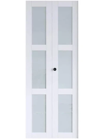 Primed 3-lite shaker privacy glass closet bifold door
