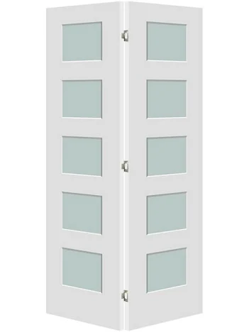 Primed 5-lite shaker privacy glass closet bifold door