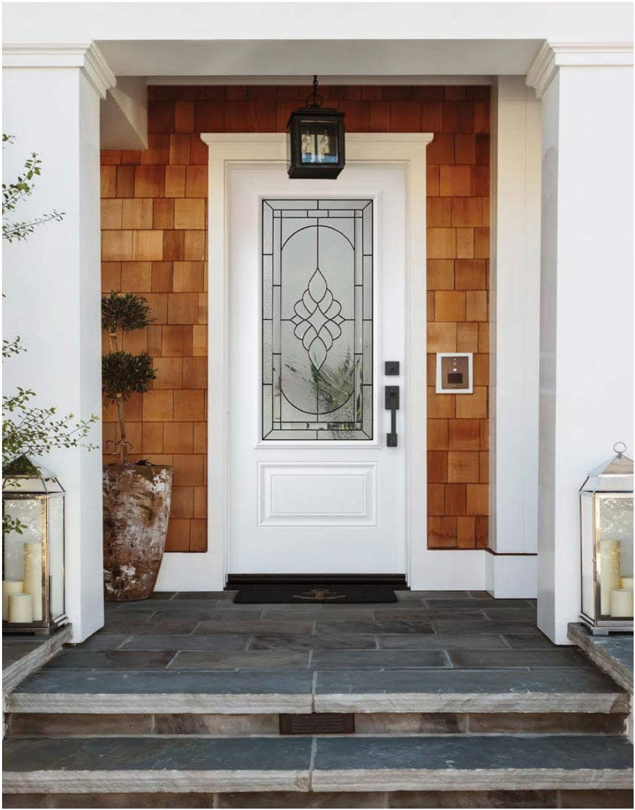 Novatech Serenity Decorative Glass Fiberglass Entry Door