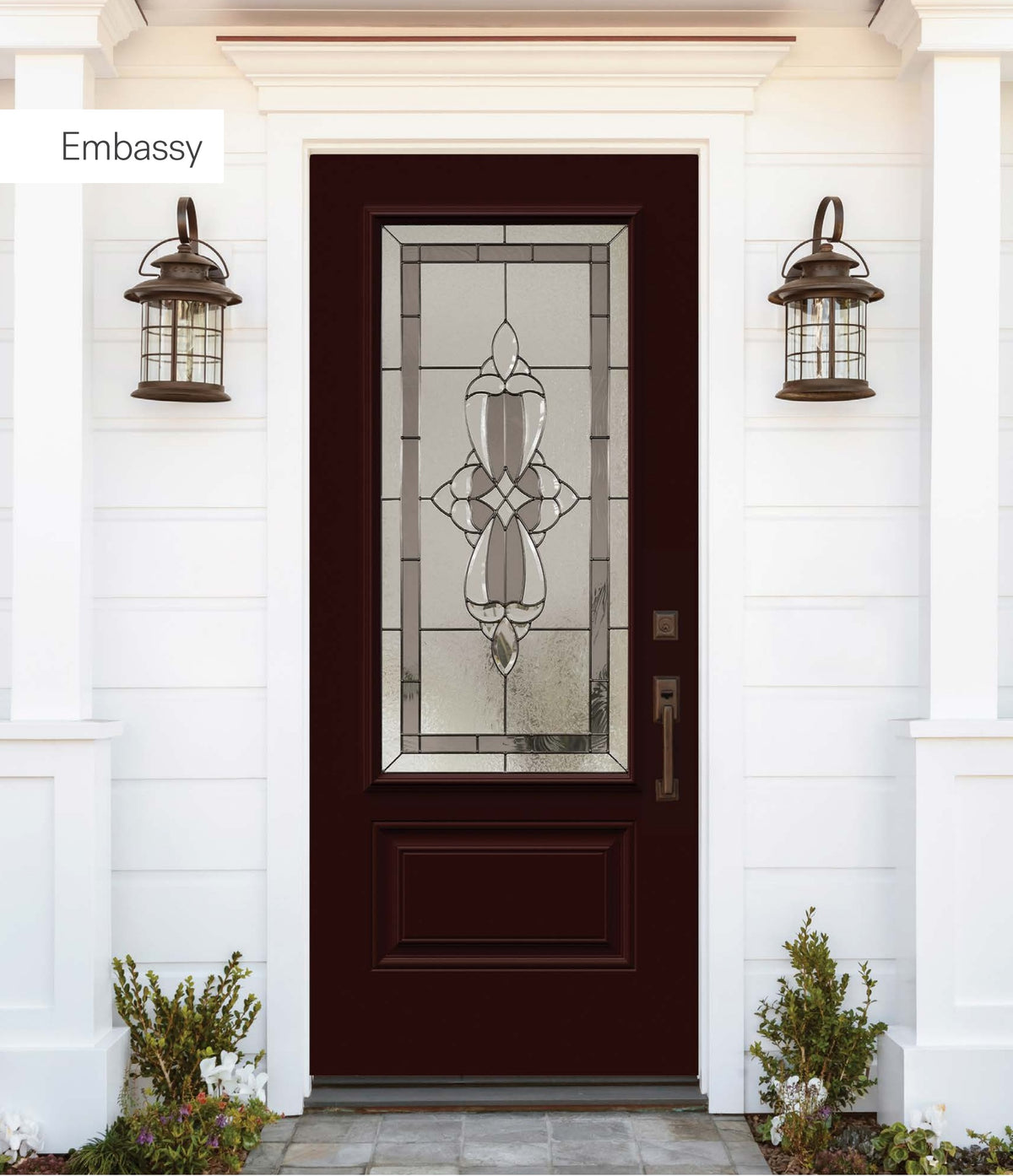 Novatech Embassy Decorative Glass Fiberglass Entry Door