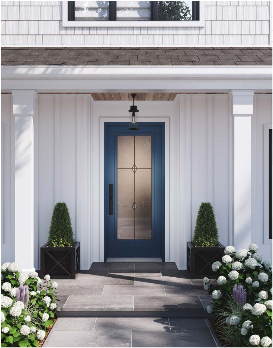 Novatech Luxe Decorative Glass Fiberglass Entry Door