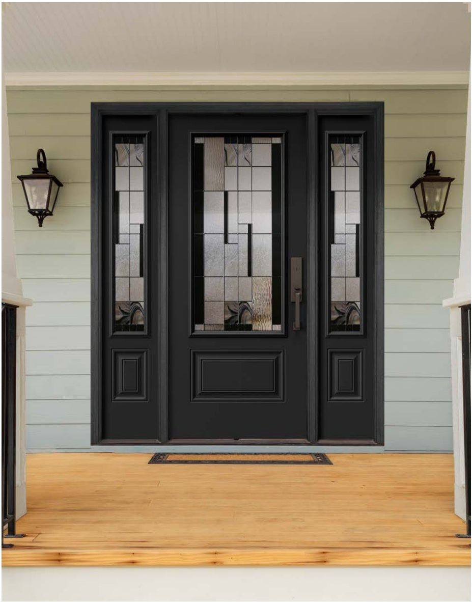 Novatech Onyx Decorative Glass Fiberglass Entry Door