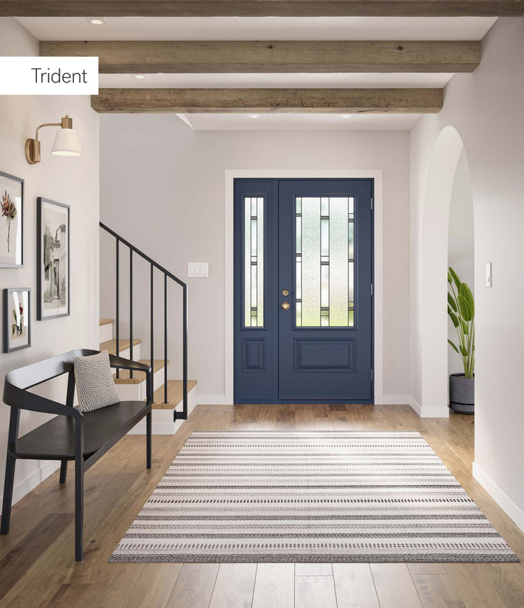 Novatech Trident Decorative Glass Fiberglass Entry Door