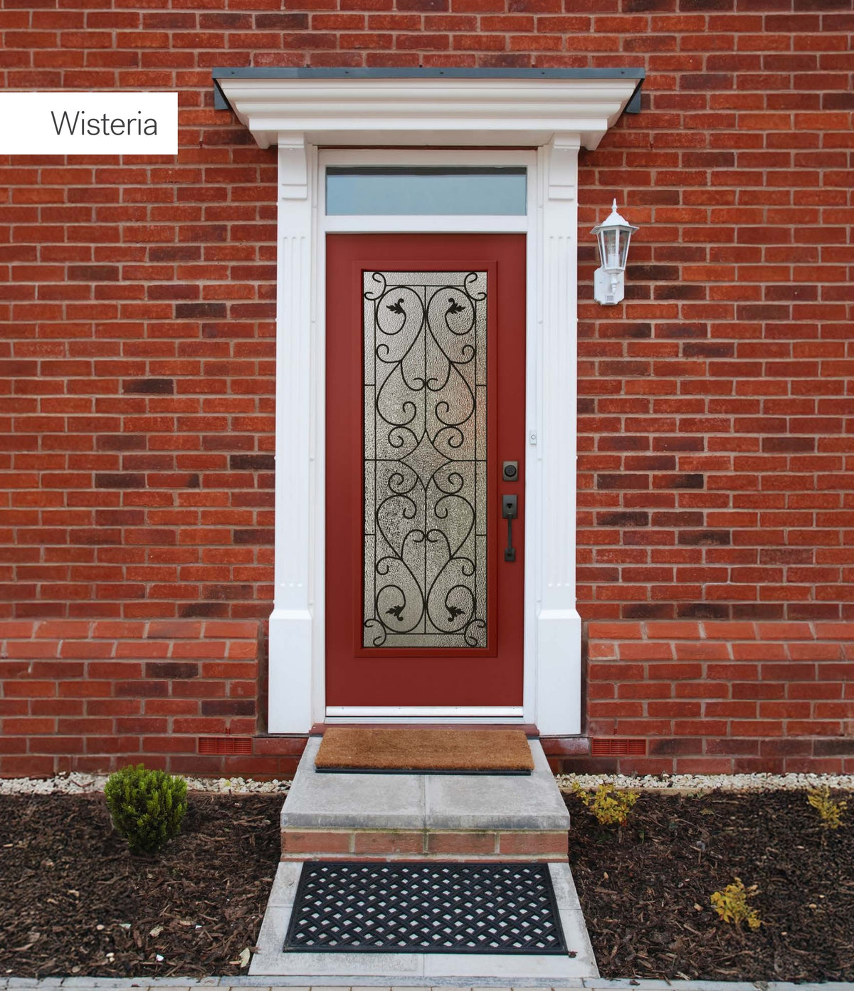 Novatech Wisteria Decorative Glass Fiberglass Entry Door