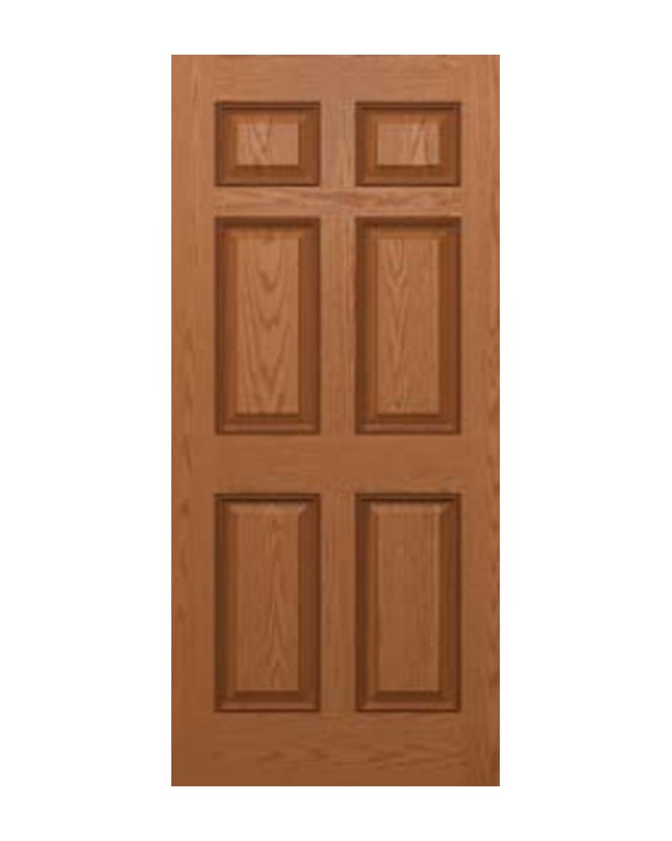 PlastPro HVHZ Oak Woodgrain 6-Panel Fiberglass Exterior Door