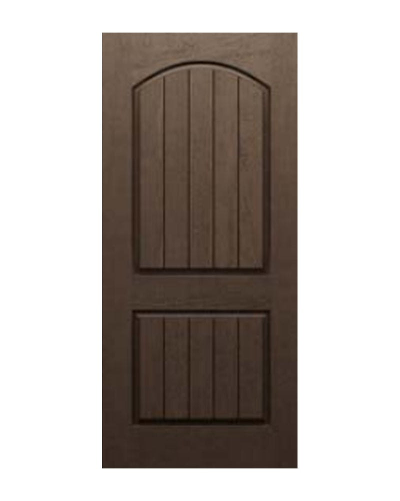 PlastPro HVHZ Rustic Arched Plank 2-Panel Fiberglass Exterior Door