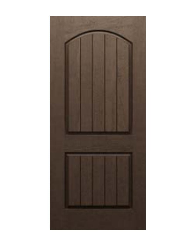 PlastPro HVHZ Rustic Arched Plank 2-Panel Fiberglass Exterior Door