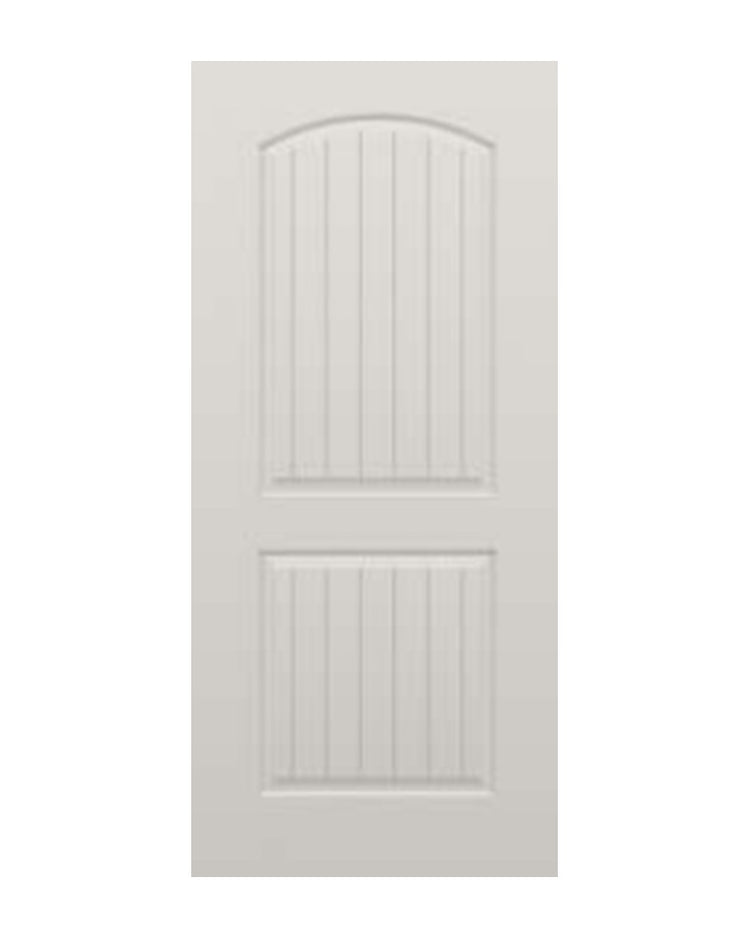PlastPro Smooth Arched Plank 2-Panel Fiberglass Exterior Door
