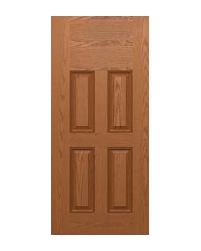 PlastPro Oak Woodgrain 4-Panel Fiberglass Exterior Door