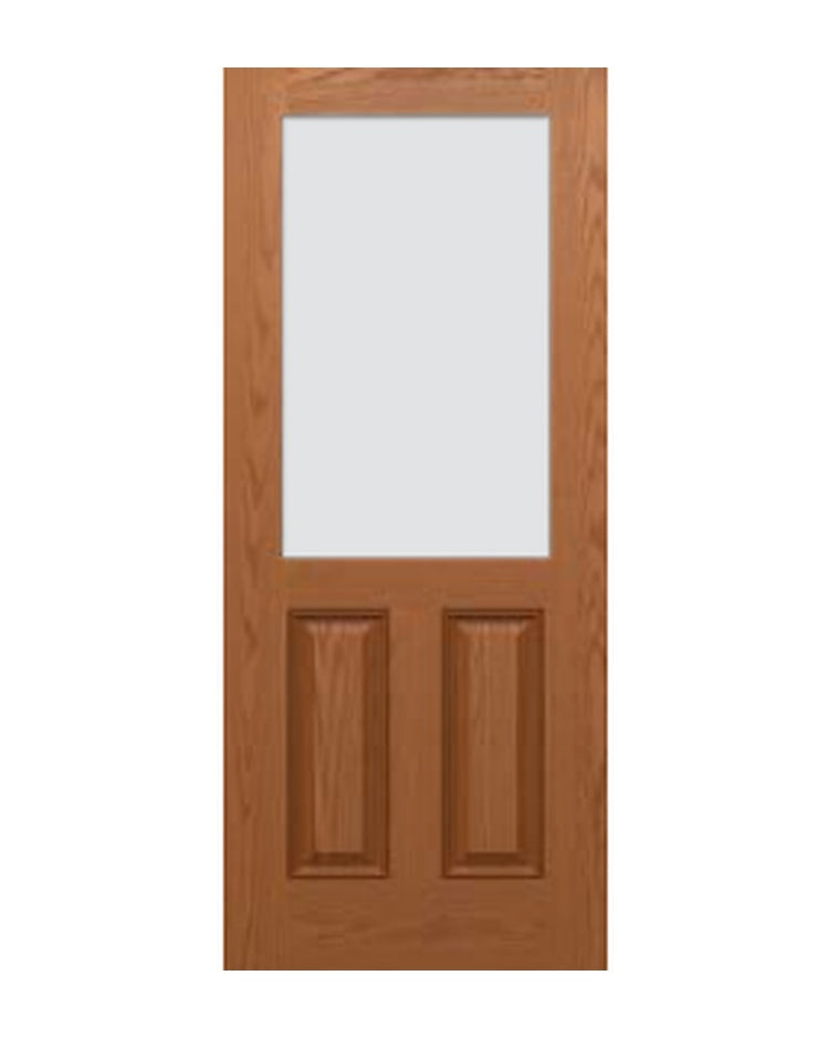PlastPro Oak Woodgrain Half-Lite Cutout Fiberglass Exterior Door