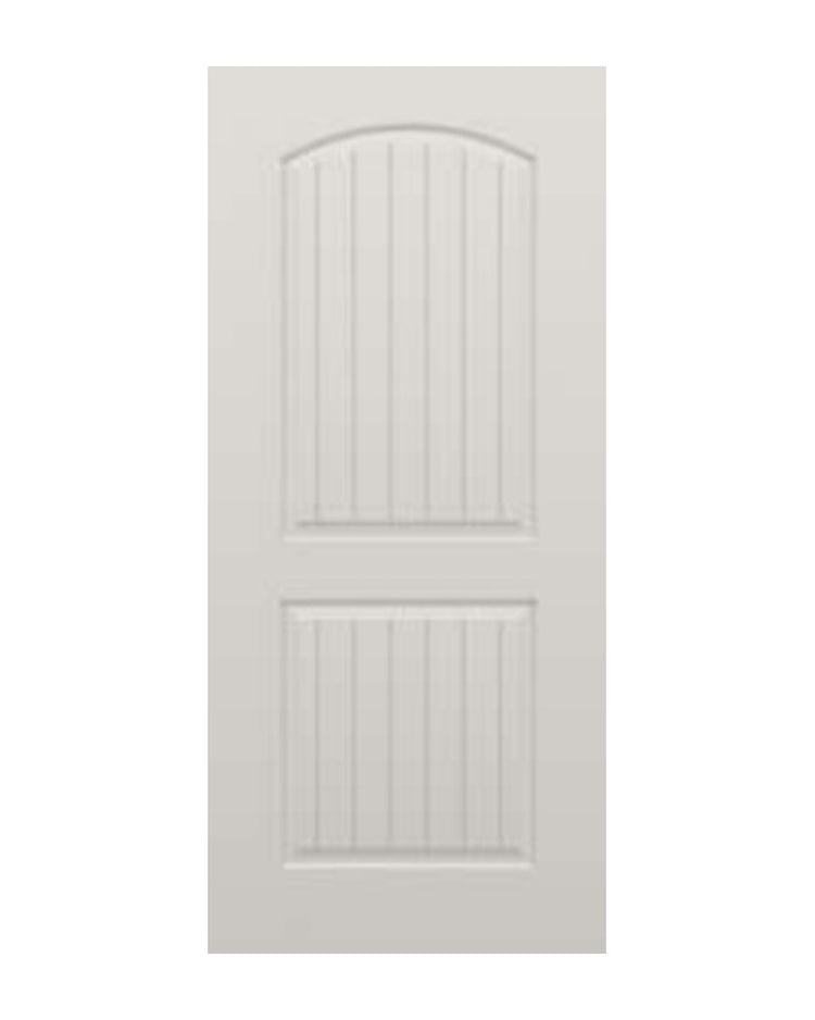 PlastPro Smooth Arched Plank 2-Panel Fiberglass Exterior Door