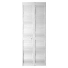 Primed full-louver wood closet bifold door with two folding leaves