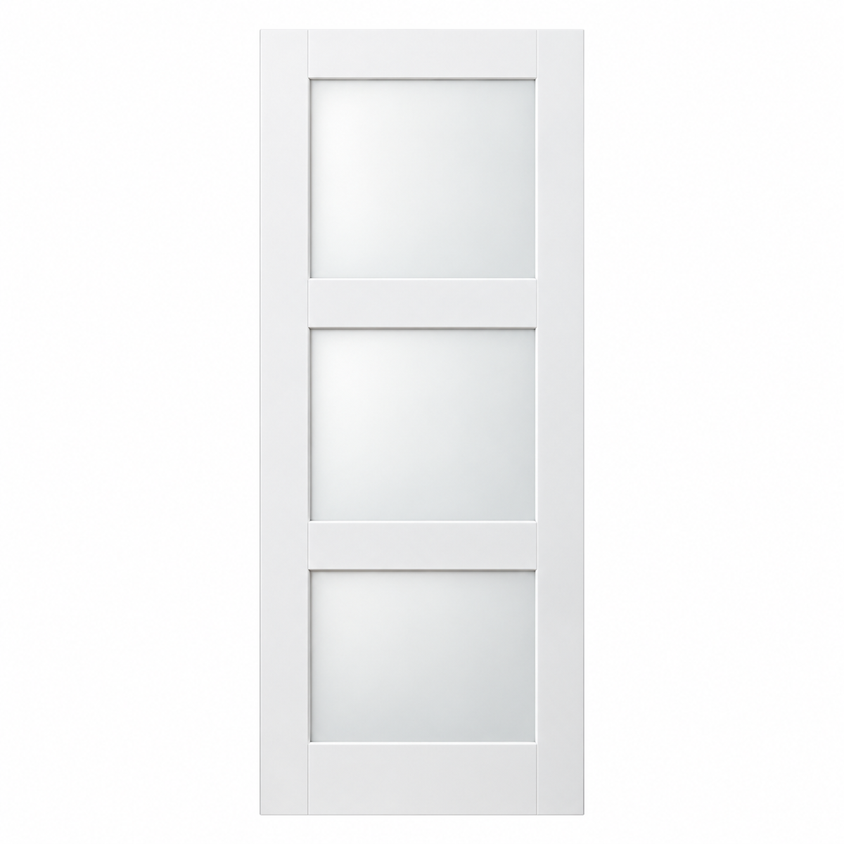 3-Lite Shaker Privacy Glass Interior Door Slab — catalog illustration