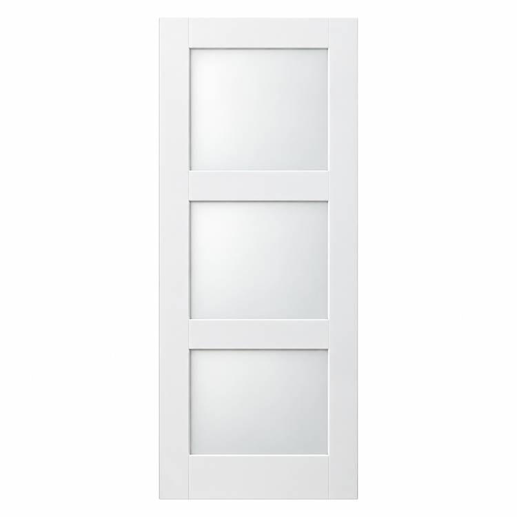 3-Lite Shaker Privacy Glass Interior Door Slab — catalog illustration