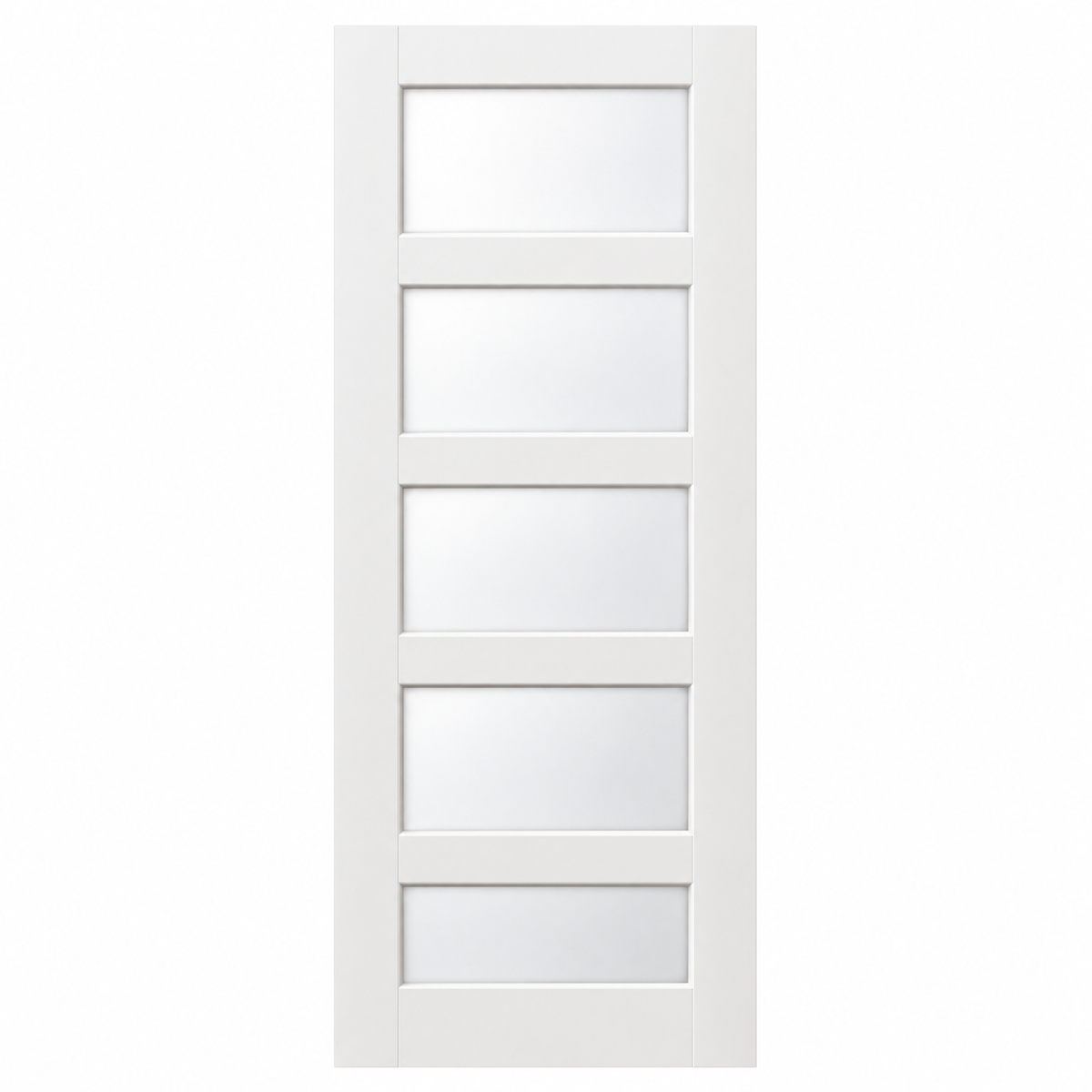 5-Lite Shaker Privacy Glass Interior Door Slab — catalog illustration