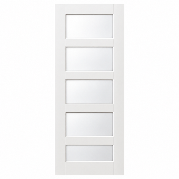 5-Lite Shaker Privacy Glass Interior Door Slab — catalog illustration